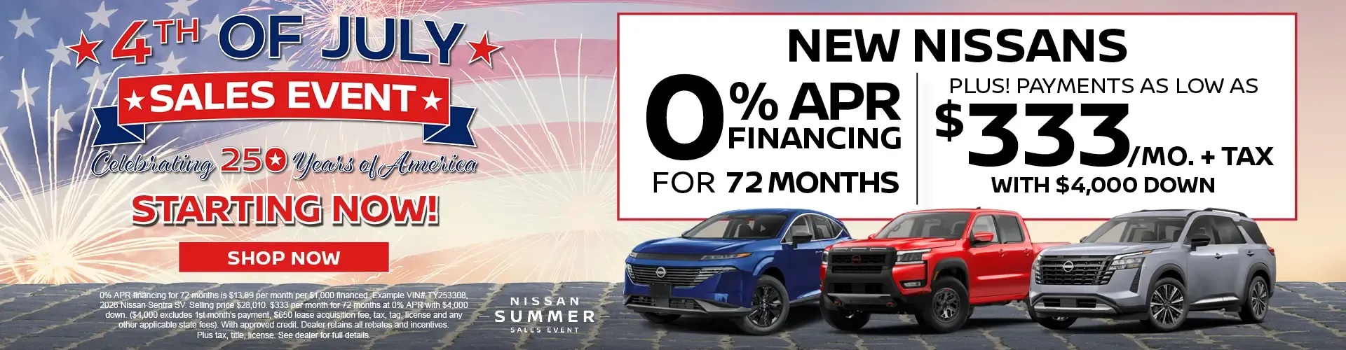 Bella Nissan of Venice 4th of July Sales Event Triple 0.